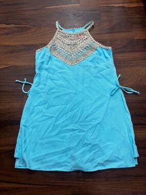 Lilly Pulitzer Teal and Gold Mini Dress